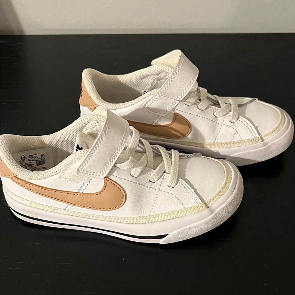 Nike Kids White and Tan Sneakers